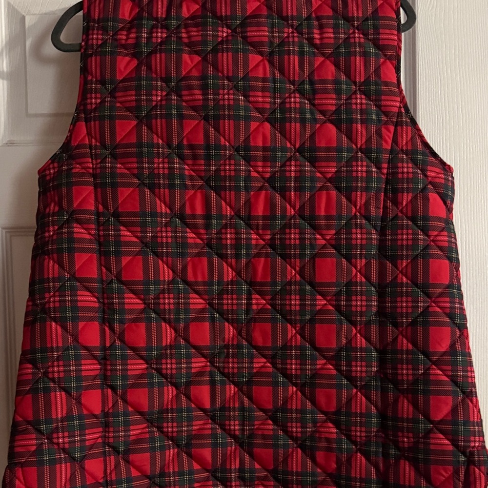 Lands' End Red Tartan Quilted Vest - Picture 7 of 8